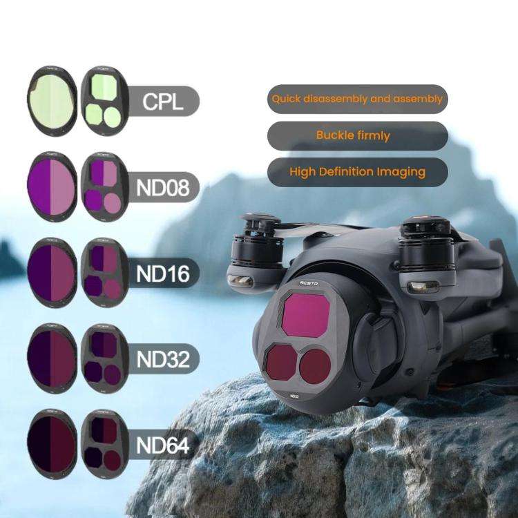 For DJI Mavic 4 Pro RCSTQ Lens Filter, Style: ND8+ND16+ND32