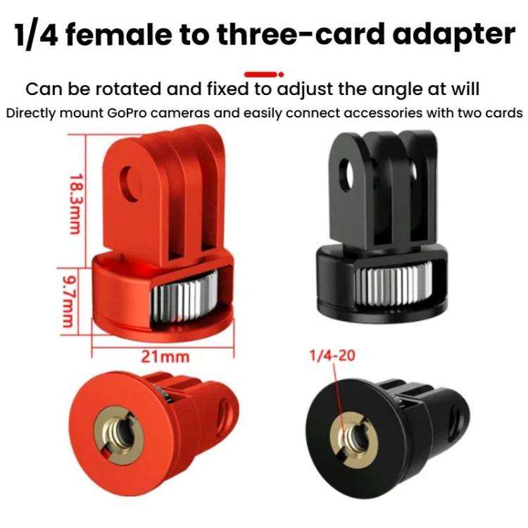 TFSM063 Three-Slot Adapter Camera Cage 360-Degree Rotating Connector Tripod 1/4 Inch Adapter