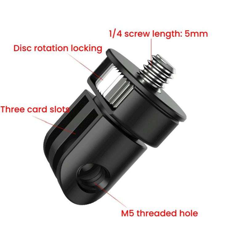 TFSM063 Three-Slot Adapter Camera Cage 360-Degree Rotating Connector Tripod 1/4 Inch Adapter