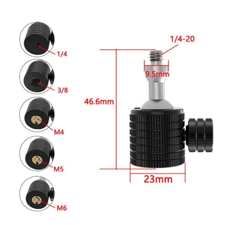 Q2 3/8 Female To 1/4 Male Universal Mini Ball Head Adapter Mount Aluminium Alloy Mobile Phone Cam...