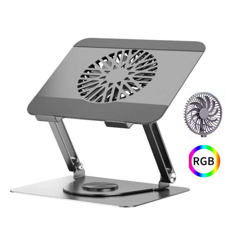 360 Rotating Laptop Stand Foldable Metal Desk Holder For 17.3 Inch Laptops Tablets With RGB Cooli...