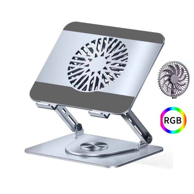 360 Rotating Laptop Stand Foldable Metal Desk Holder For 17.3 Inch Laptops Tablets With RGB Cooli...