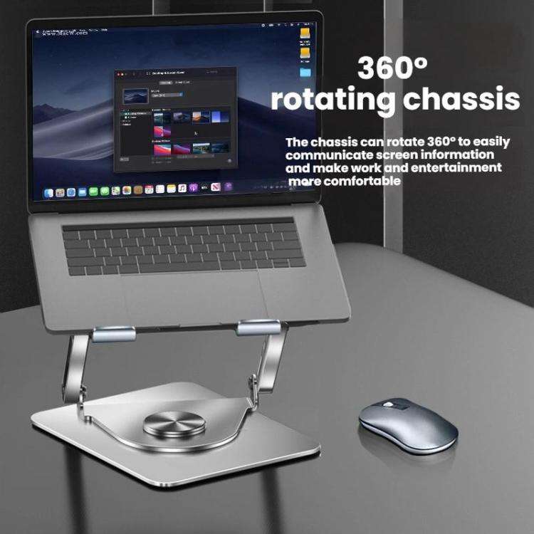 360 Rotating Laptop Stand Foldable Metal Desk Holder For 17.3 Inch Laptops Tablets Standard Gray
