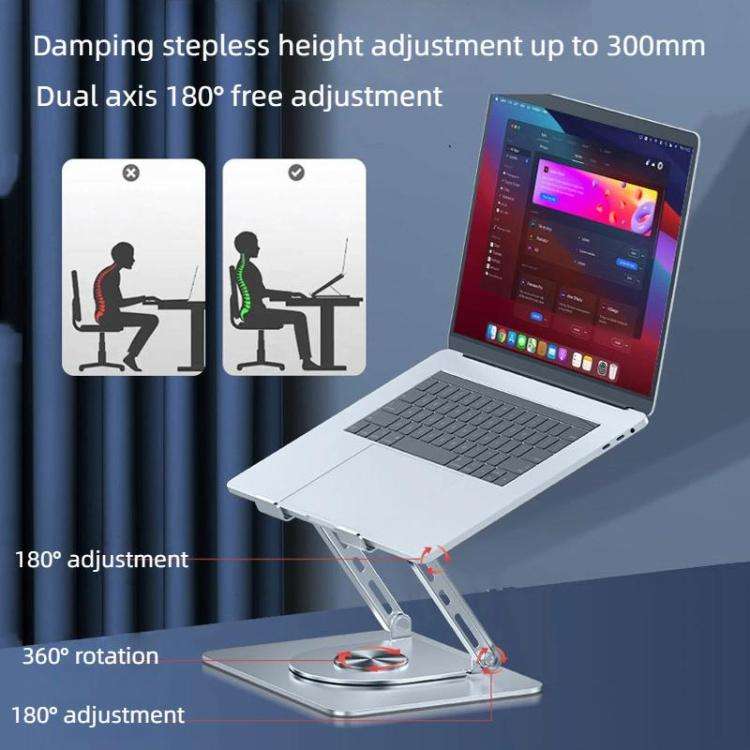 360 Rotating Laptop Stand Foldable Metal Desk Holder For 17.3 Inch Laptops Tablets Standard Gray