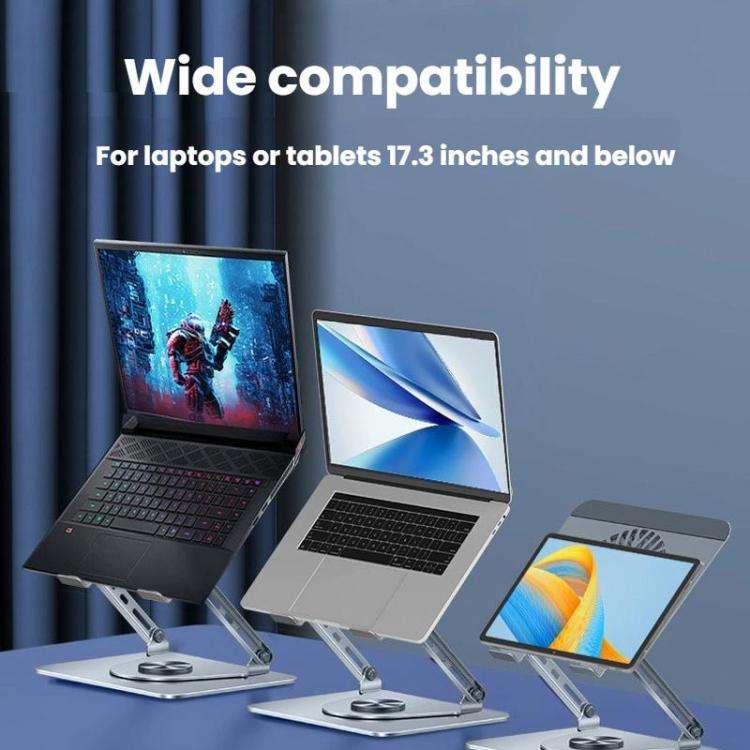 360 Rotating Laptop Stand Foldable Metal Desk Holder For 17.3 Inch Laptops Tablets Standard Gray
