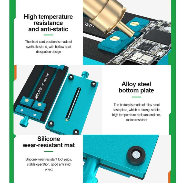 RELIFE RL-601L Mini Rotary Mobile Phone Motherboard Repair Multi-Use Card Holder High Temperature...
