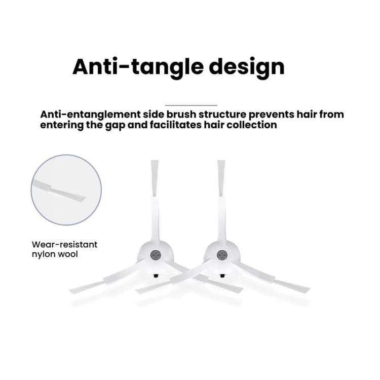 For Xiaomi Roborock S50/T4/T6/T7 Vacuum Robot Replacement Parts 2pairs Side Brush White