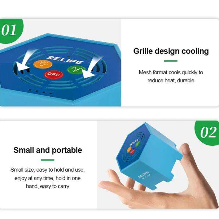 RELIFE RL-014C Mobile Phone Repair Motherboard Cooling Fan + UV Curing Lamp 2 In 1 UV Curing Lamp...