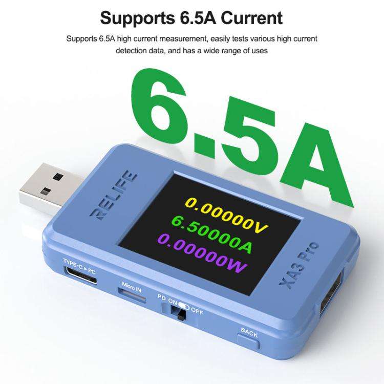 RELIFE XA3 Pro USB / Type-C Smart Detector Fast Charging Protocol Identification Detection