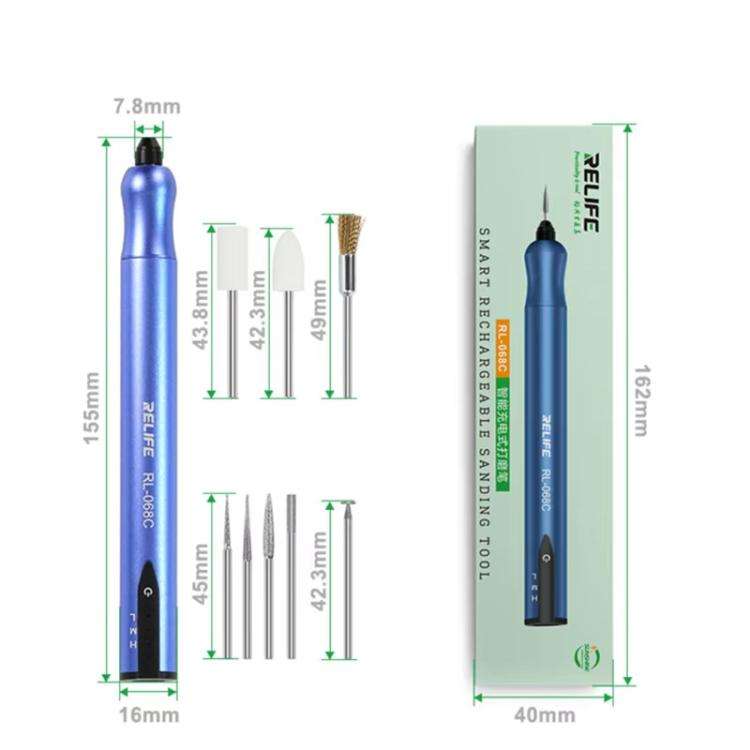 RELIFE RL-068C Smart Rechargeable Grinding Pen Portable Grinding Head Rust Removal Polishing Moth...