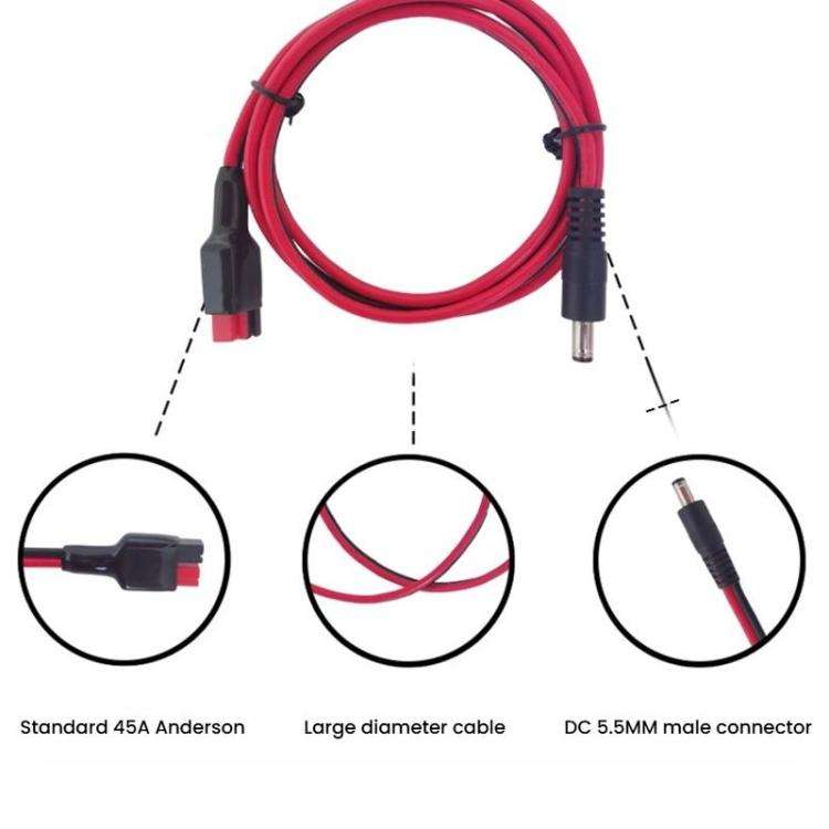 45A Anderson to DC5521 Male Cable 14AWG Heavy Duty Solar Panel Charging Cable, Cable Length: 1m