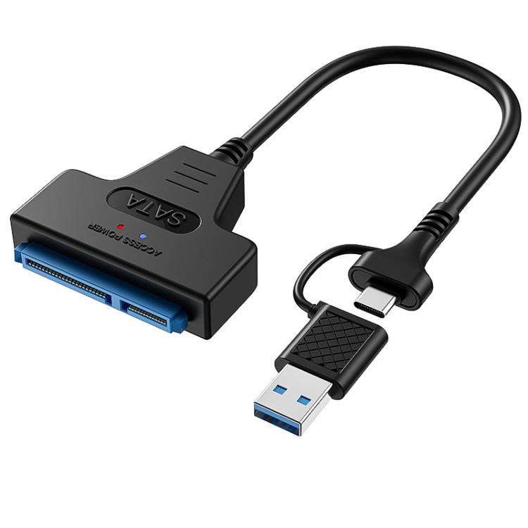USB 3.0/USB-C to SATA 22-Pin Adapter Cable for 2.5-inch Laptop HDD/SSD, Cable Length:  25cm