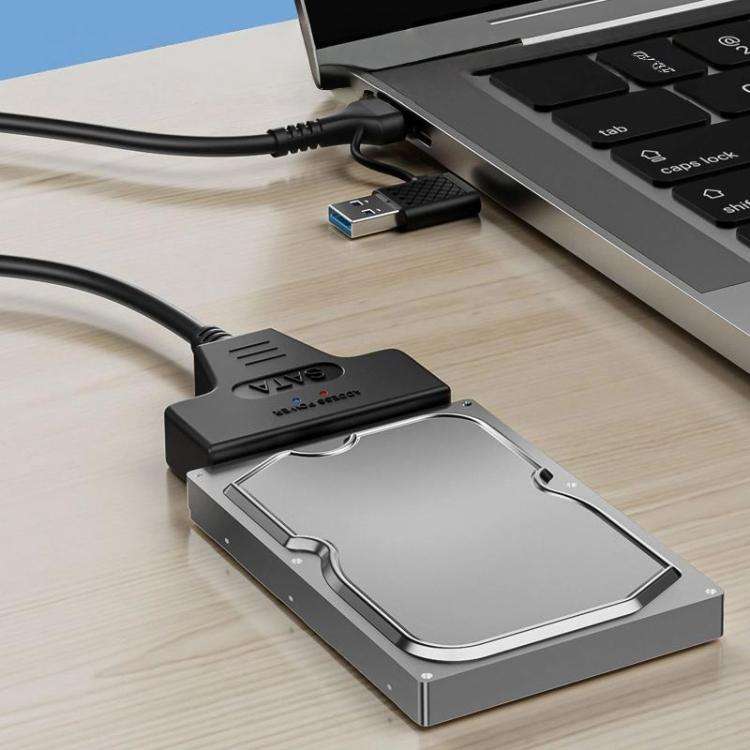 USB 3.0/USB-C to SATA 22-Pin Adapter Cable for 2.5-inch Laptop HDD/SSD, Cable Length:  25cm