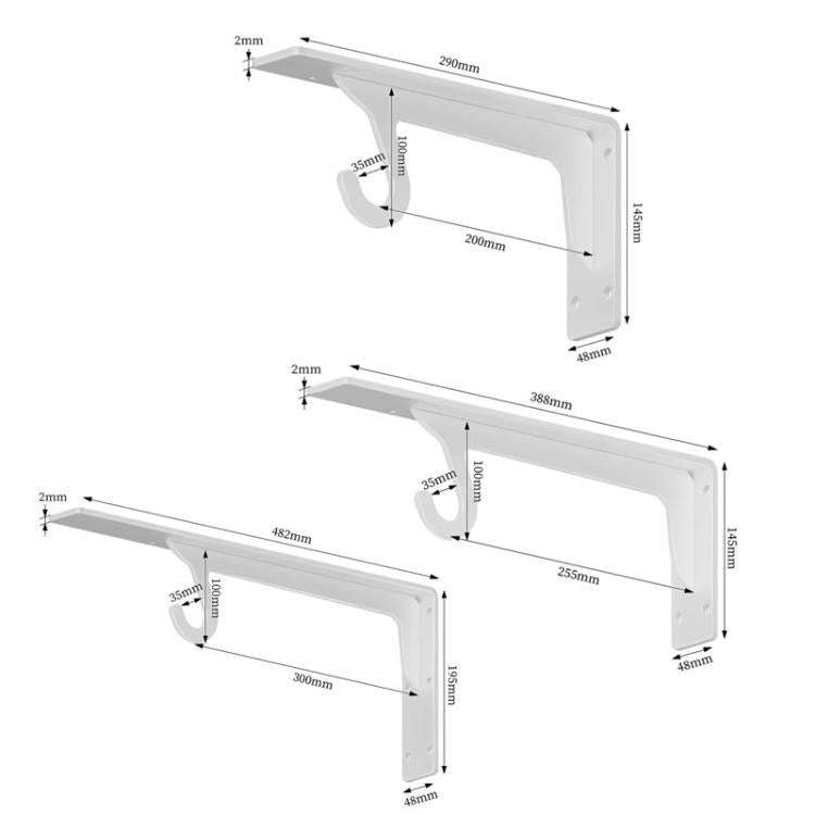 12 Inch Black Heavy Duty Wall-Mounted Closet Organizer Bracket High Strength Reinforced Triangle ...