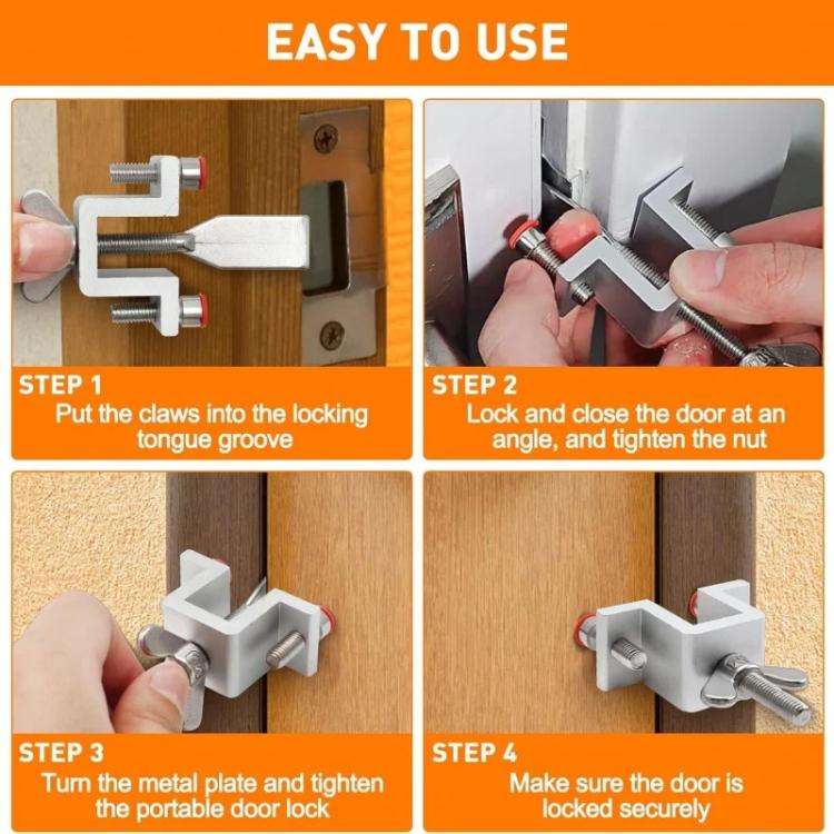 Stainless Steel Security Door Stopper Anti-Theft Door Blocker for Home, Hotel, Apartment(Silver)
