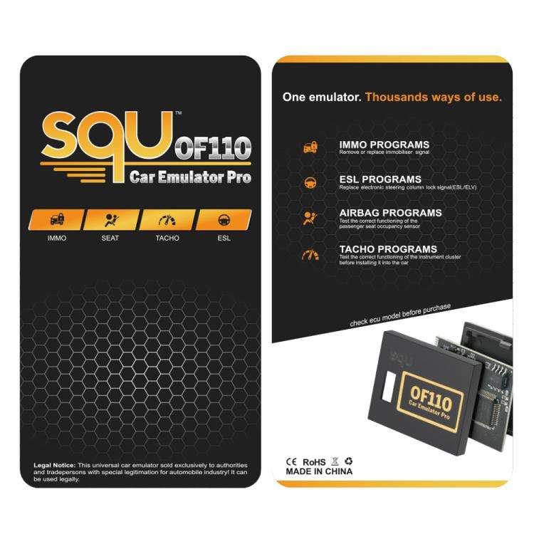 SQU OF110 Universal Car Emulator Pro IMMO, ESL, Airbag & Tacho Programmer Automotive ECU Coding &...