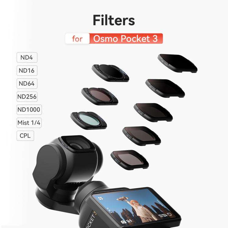 For DJI Osmo Pocket 3 aMagisn Adjustable Magnetic Filter Camera Lens Filters ND 6 To 10 Gear