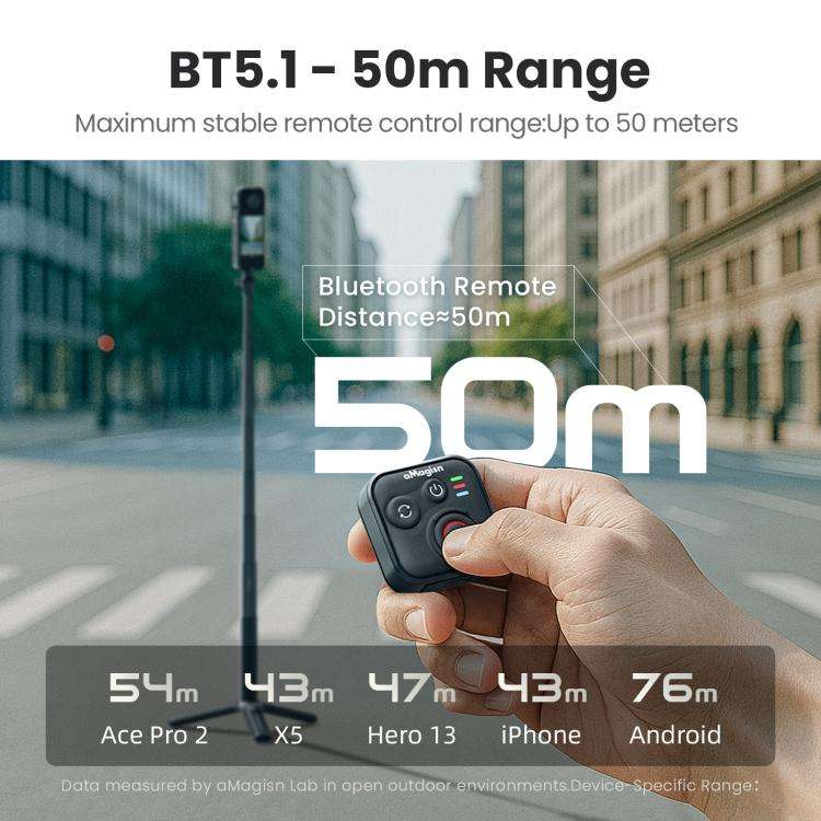 aMagisn Wireless Bluetooth Remote Control for Insta360, GoPro Hero Cameras & Smartphones - 50m Lo...
