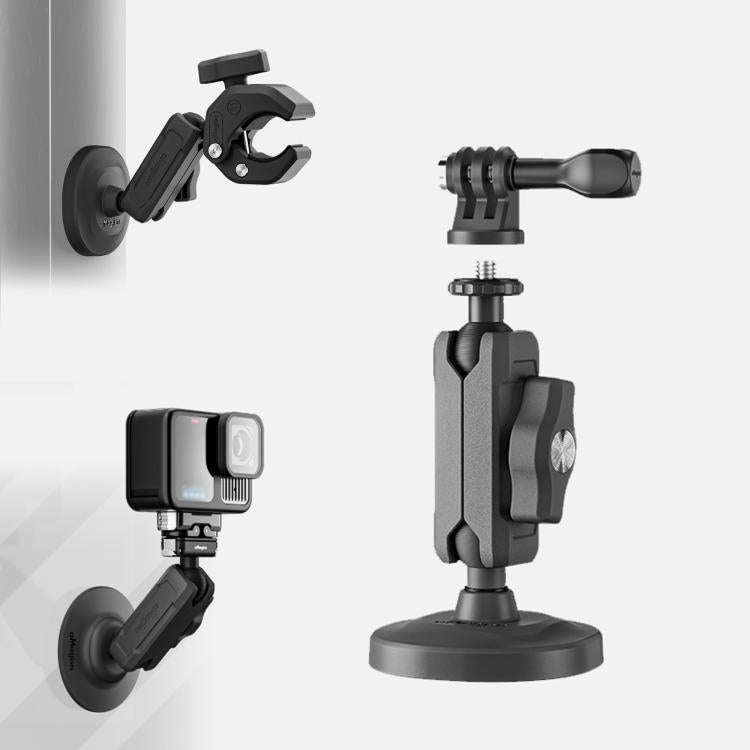 aMagisn Metal Arm Clamp Magnetic Base with 1/4-inch Ball Head For Insta360, DJI, GoPro Cameras(Bl...