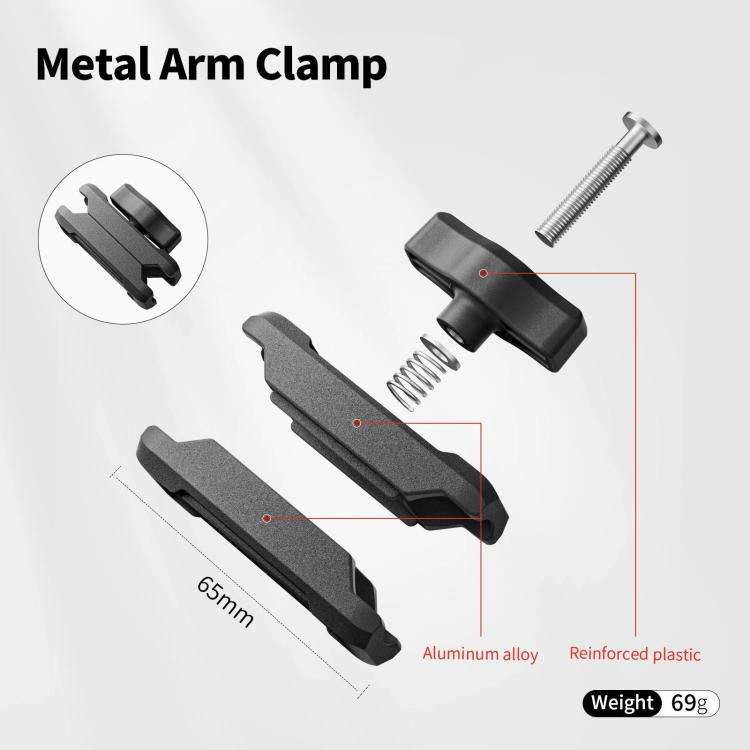 aMagisn Metal Arm Clamp Mount Adhesive Base with 1/4-inch Joint Ball For Insta360, DJI, GoPro Cam...
