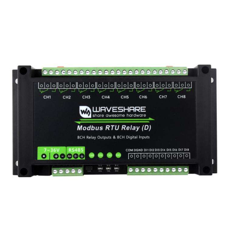 Waveshare Modbus RTU 8-Channel RS485 Relay Module With Digital Input Multi Isolation Protection C...