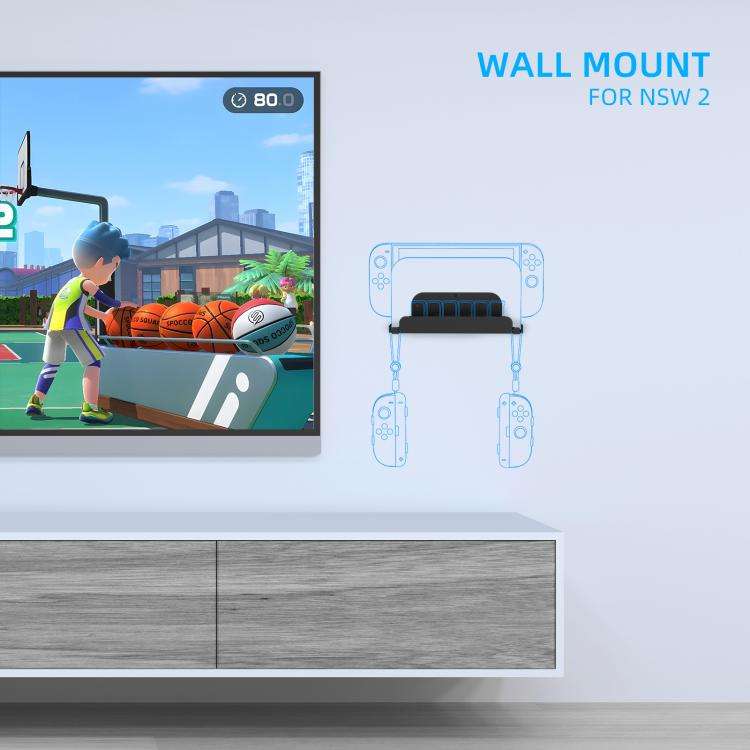 Wall Mount Holder for Nintendo Switch 2/Switch/Switch OLED & Joy-Con With Game Card Storage(Black)