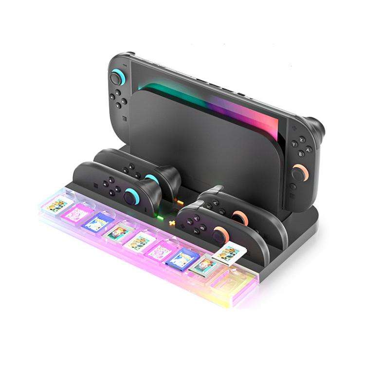 For Nintendo Switch 2  Console and Joy-Con Controllers Charging Dock with RGB Lighting, 9 Game Ca...