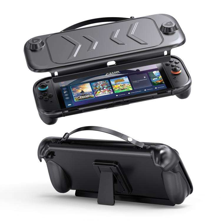 For Nintendo Switch 2 Full-Body Protective Case TPU Base + ABS Cover with Built-in Stand & Carryi...