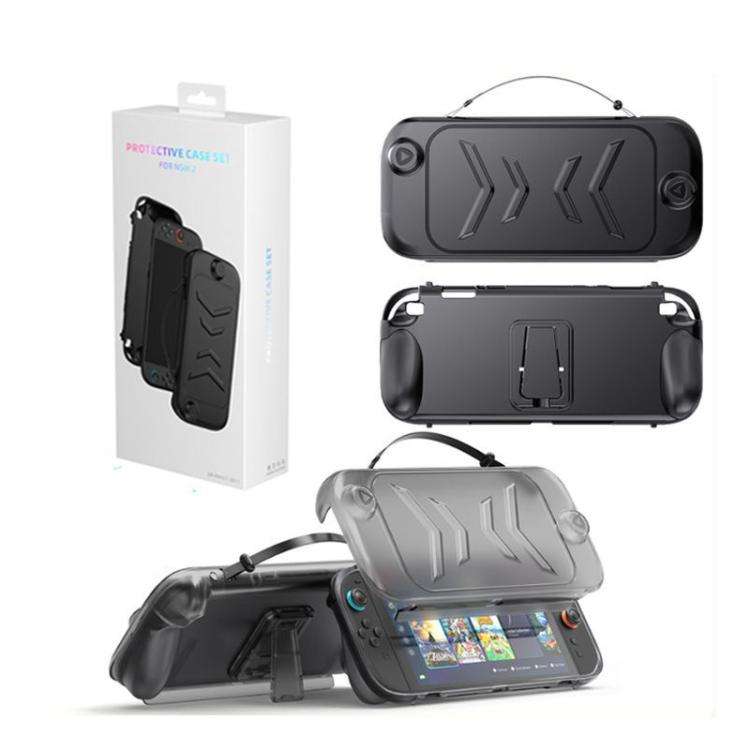 For Nintendo Switch 2 Full-Body Protective Case TPU Base + ABS Cover with Built-in Stand & Carryi...
