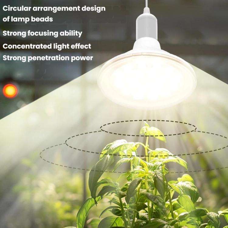 8 LEDs E27 Plant Growth Light Bulb Home Use Balcony Potted Plant Uniform Lighting Bulb(Sunlight)
