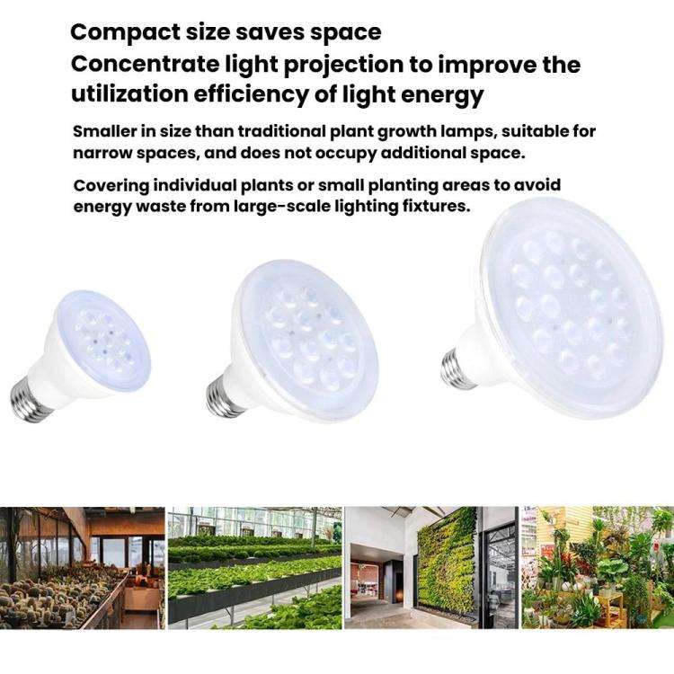 8 LEDs E27 Plant Growth Light Bulb Home Use Balcony Potted Plant Uniform Lighting Bulb(Sunlight)