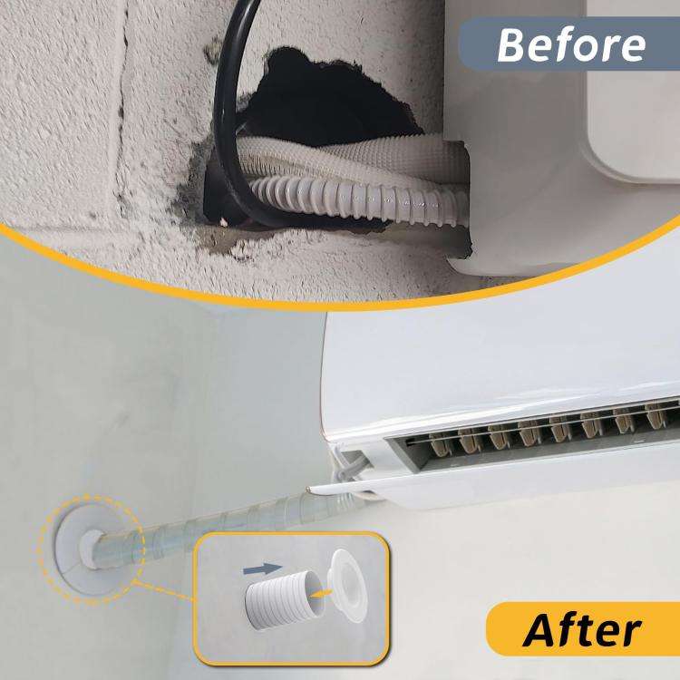 Wall Sleeve for Air Conditioner Installation 7.5cm/3in Outer Dia AC Duct Wall Penetration Pipe(Wh...