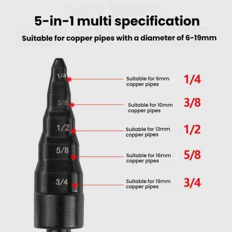 5-in-1 HVAC Tube Expander Tool for 1/4 - 3/4 inch Copper Pipes Electric Drill-Compatible Flaring ...