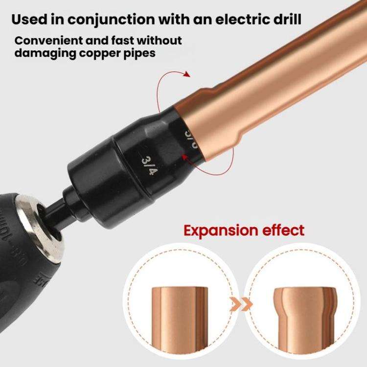 5-in-1 HVAC Tube Expander Tool for 1/4 - 3/4 inch Copper Pipes Electric Drill-Compatible Flaring ...