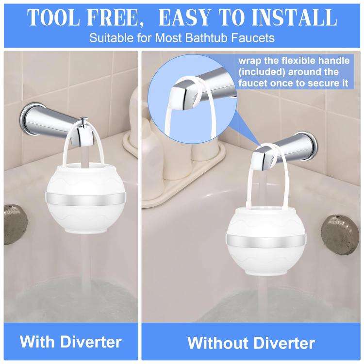 Universal Bathtub Faucet Water Filter No Drill Hang-On Bath Shower Purifier,(White)