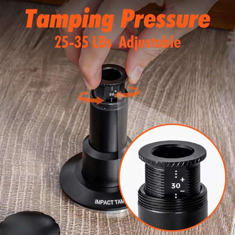 51mm Adjustable Impact Coffee Tamper with Threaded Base Spring-Loaded Espresso Tamper Tool