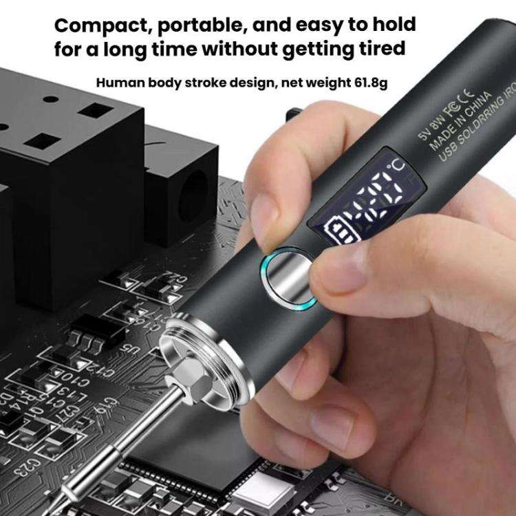 Mini USB Portable Wireless Digital Display Soldering Iron, Specification: Large 1400 mAh + Blade ...