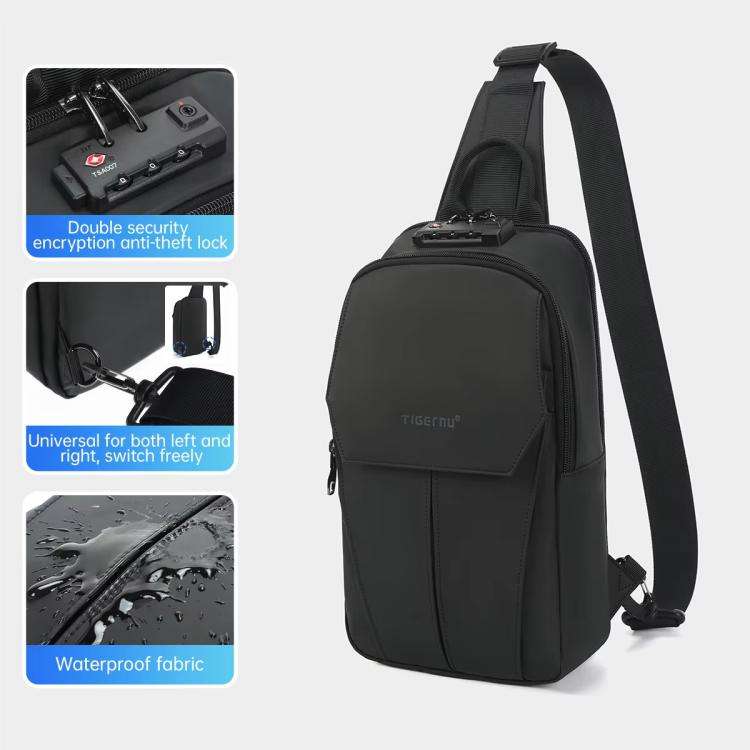 Tigernu Men Large Capacity Chest Bag Anti-Theft Crossbody Shoulder Bag with TSA007 Approved Lock(...