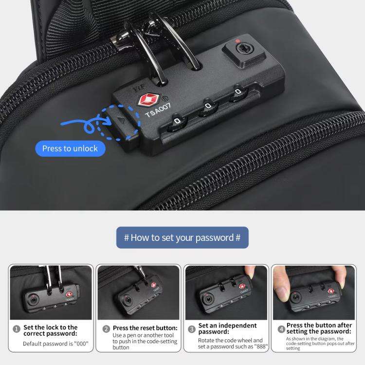 Tigernu Men Large Capacity Chest Bag Anti-Theft Crossbody Shoulder Bag with TSA007 Approved Lock(...