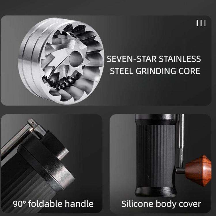 Seven Stars Manual Coffee Grinder CNC Stainless Steel Burr Foldable Hand Crank Mill for Coffee Be...