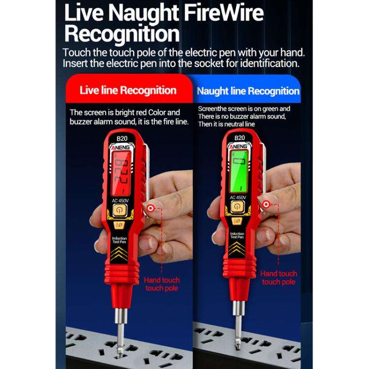 ANENG Multifunctional High-Precision Breakpoint Digital Display Test Pen(Red)