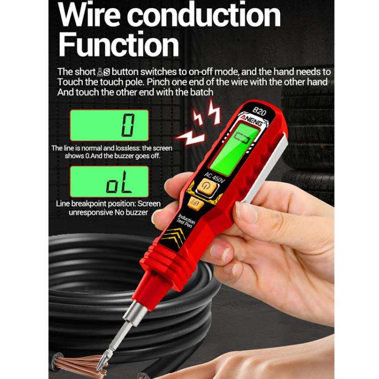 ANENG Multifunctional High-Precision Breakpoint Digital Display Test Pen(Red)