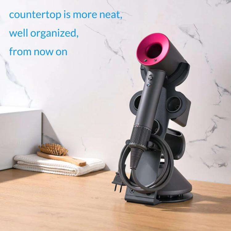 For Dyson Supersonic Hair Dryer Desktop Holder Metal Stand with Cable Organizer(Black)