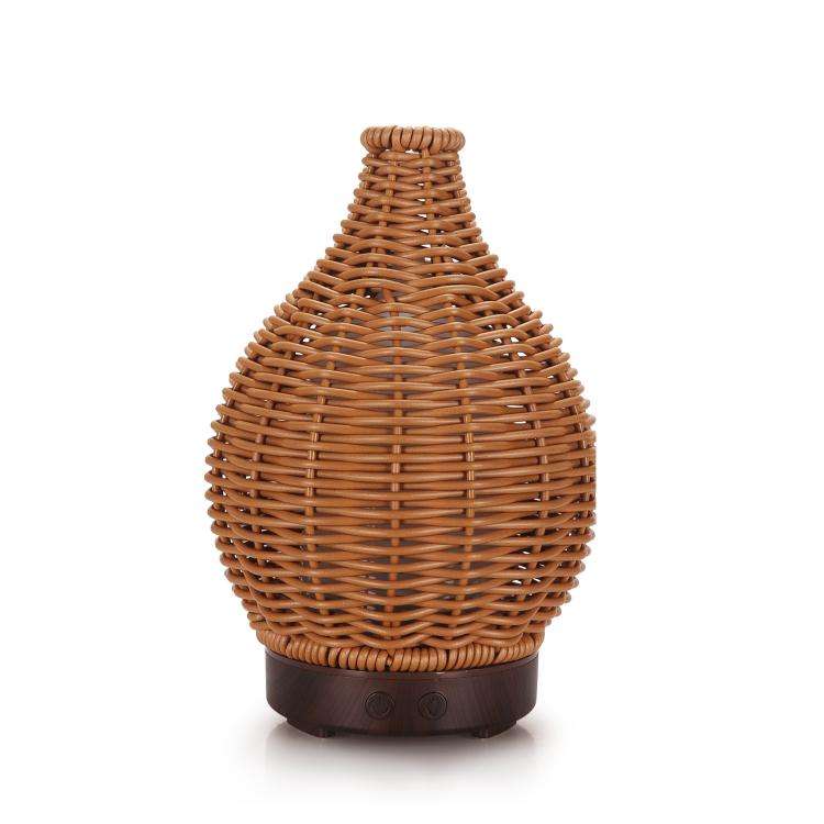 5V USB 100ML Hollow Rattan Ultrasonic Humidifier & Aromatherapy Diffuser with 7-Color LED Lights(...