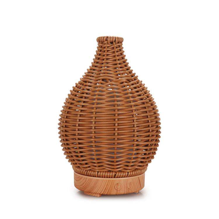 24V EU Plug 100ML Hollow Rattan Ultrasonic Humidifier & Aromatherapy Diffuser with 7-Color LED Li...