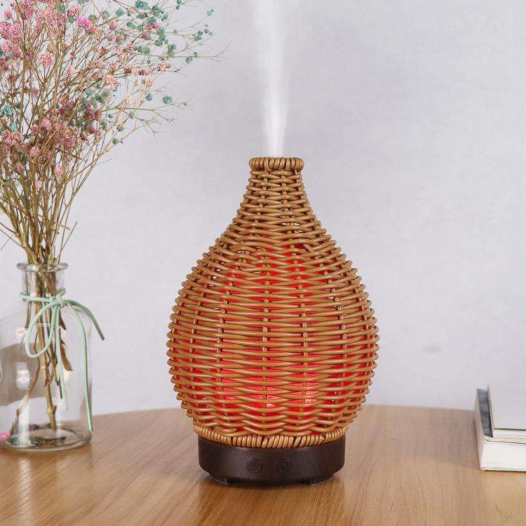 5V USB 100ML Hollow Rattan Ultrasonic Humidifier & Aromatherapy Diffuser with 7-Color LED Lights(...