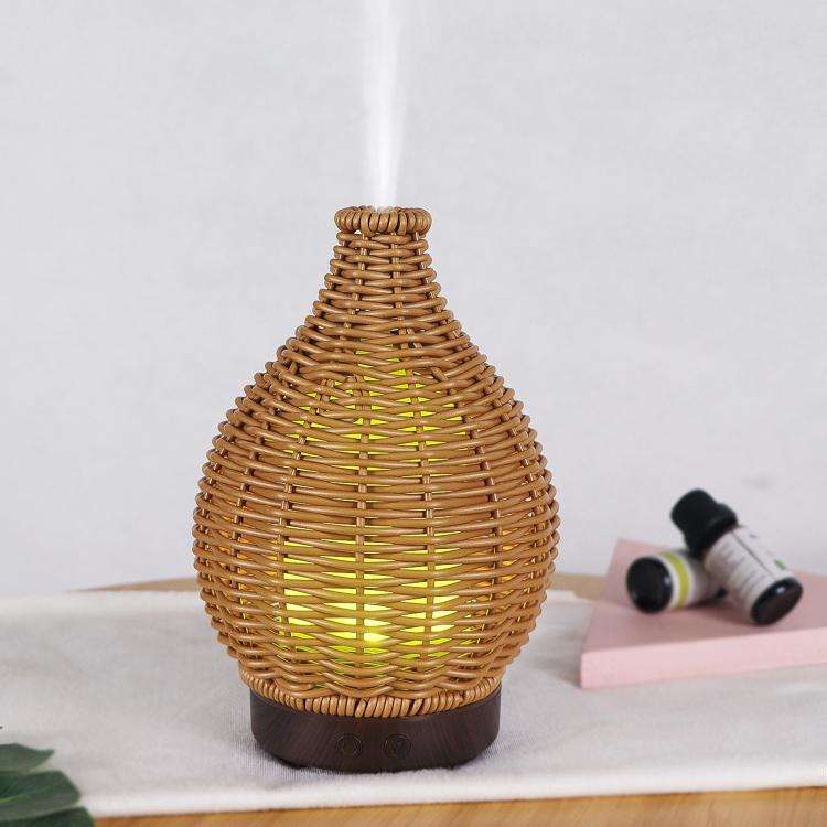 5V USB 100ML Hollow Rattan Ultrasonic Humidifier & Aromatherapy Diffuser with 7-Color LED Lights(...