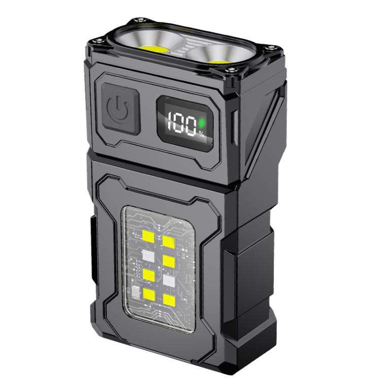 E-SMARTER DC08 Super Bright Floodlight Side Light Rechargeable Mini Flashlight(Black)
