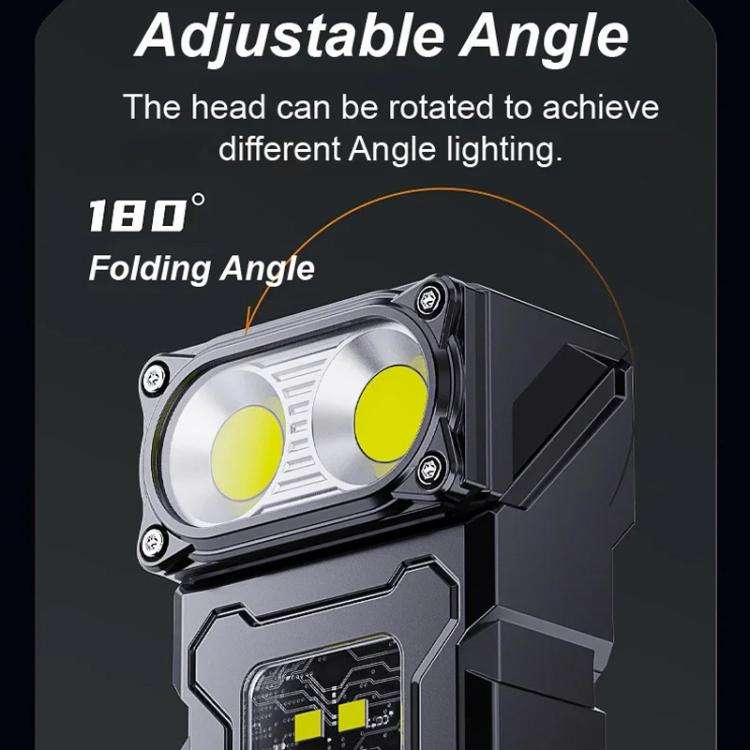 E-SMARTER DC08 Super Bright Floodlight Side Light Rechargeable Mini Flashlight(Black)