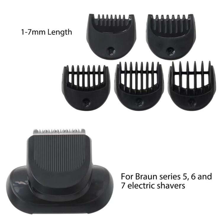 For Braun Series 5/6/7 Shaver Replacement Trimmer Attachment Kit With 5 Guiding Combs(Black)